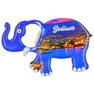 Bodrum Themed Elephant Shaped Metal Magnetic Bottle Opener 98x61 mm - 6