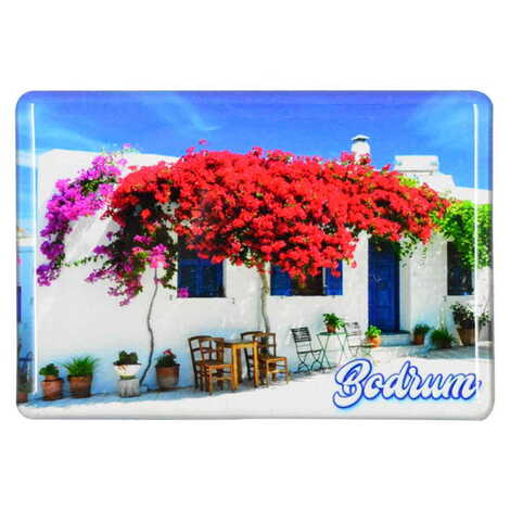 Bodrum Themed Epoxy Dome Rectangle Souvenir Fridge Magnet 80x55 cm - 5