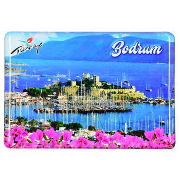 Bodrum Themed Epoxy Dome Rectangle Souvenir Fridge Magnet 80x55 cm - 6