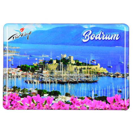 Bodrum Themed Epoxy Dome Rectangle Souvenir Fridge Magnet 80x55 cm - 6