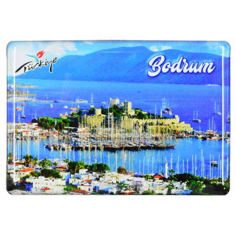 Bodrum Themed Epoxy Dome Rectangle Souvenir Fridge Magnet 80x55 cm - 8