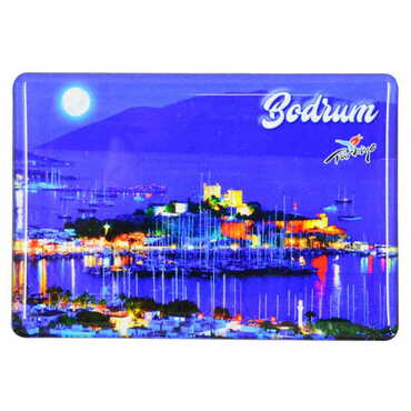 Bodrum Themed Epoxy Dome Rectangle Souvenir Fridge Magnet 80x55 cm - 9