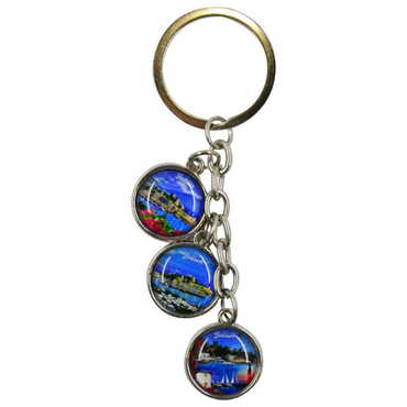 Bodrum Themed Metal Keychain With 3 Charms - Mixed 40x90 mm - 4