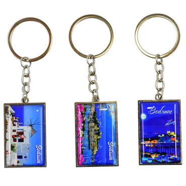 Bodrum Themed Metal Rectangle Keychain 30x100 mm - 2