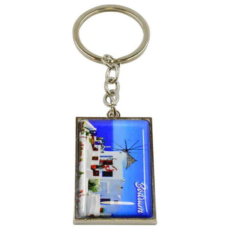 Bodrum Themed Metal Rectangle Keychain 30x100 mm - 3