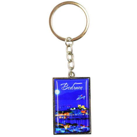 Bodrum Themed Metal Rectangle Keychain 30x100 mm - 5