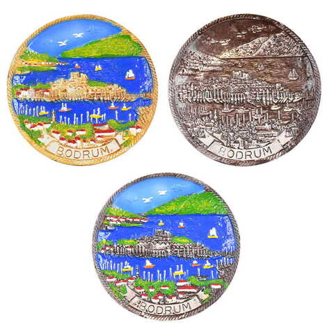 Bodrum Themed Plaster Raised Cottage Wall Plate 15 Cm - 2