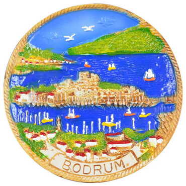 Bodrum Themed Plaster Raised Cottage Wall Plate 15 Cm - 3