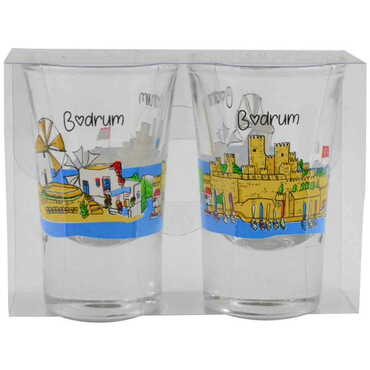 Bodrum Themed Shot Glass Set of 2 Pcs - 5