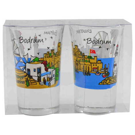 Bodrum Themed Shot Glass Set of 2 Pcs - 6