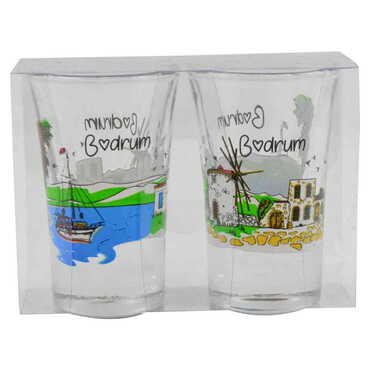 Bodrum Themed Shot Glass Set of 2 Pcs - 7