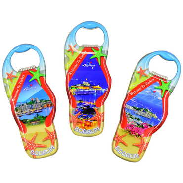 Bodrum Themed Slipper Shaped Metal Magnetic Bottle Opener 110x45 mm - 4