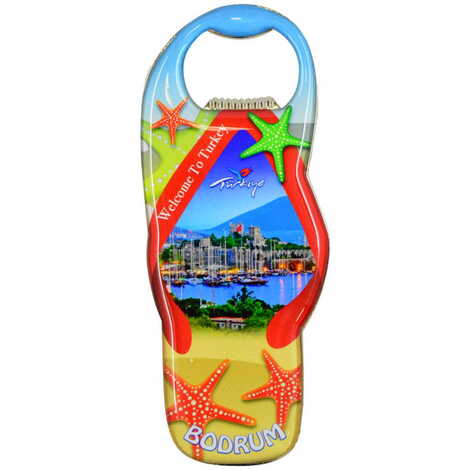 Bodrum Themed Slipper Shaped Metal Magnetic Bottle Opener 110x45 mm - 5