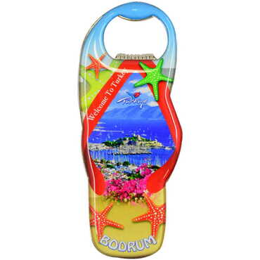 Bodrum Themed Slipper Shaped Metal Magnetic Bottle Opener 110x45 mm - 6