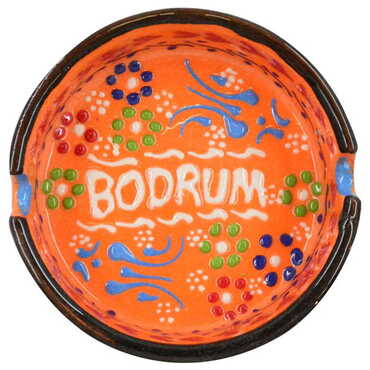 Bodrum Themed Turkish Ceramic B Serie Ashtray Medium Size - 5