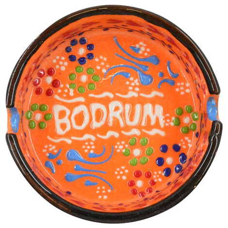 Bodrum Themed Turkish Ceramic B Serie Ashtray Medium Size - 5