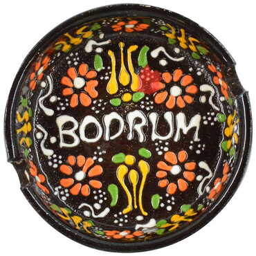 Bodrum Themed Turkish Ceramic B Serie Ashtray Medium Size - 6