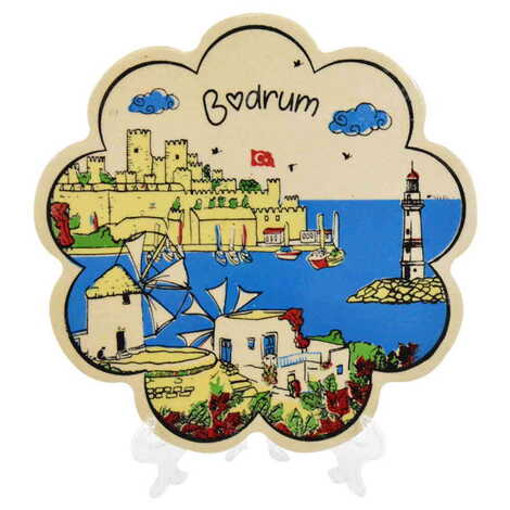 Bodrum Themed Turkish Ceramic Custom Themed Daisy Trivet 182 mm - 4