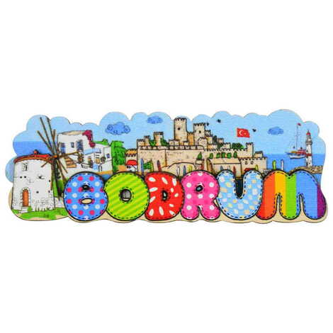 Bodrum Themed Wooden Customised 2D Souvenir Fridge Magnet - 4