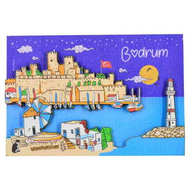 Bodrum Themed Wooden Customised 2D Souvenir Fridge Magnet - 8