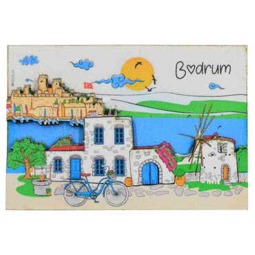 Bodrum Themed Wooden Customised 2D Souvenir Fridge Magnet - 11