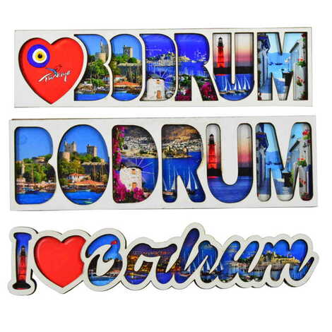 Bodrum Themed Wooden Customised City Name Letter Souvenir Fridge Magnet - 3