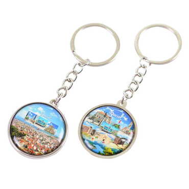 Bucak Themed Metal Double Face Round Keychain 40x95 mm - 2