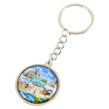 Bucak Themed Metal Double Face Round Keychain 40x95 mm - 3