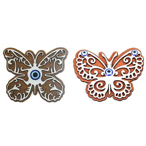 Butterfly Themed Wooden Engraved Souvenir Fridge Magnet - 2