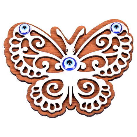 Butterfly Themed Wooden Engraved Souvenir Fridge Magnet - 3