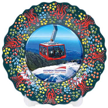 Cable Card Themed Turkish Ceramic Plate With Epoxy 12 Cm - 11