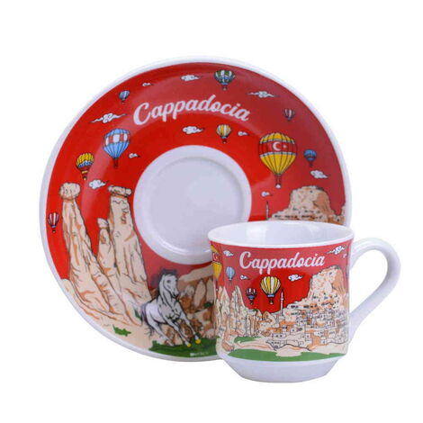 Cappodocia Themed Turkish Coffee Cup Set of 2 pcs - 4