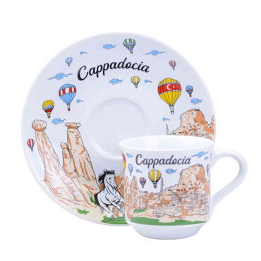 Cappodocia Themed Turkish Coffee Cup Set of 2 pcs - 5