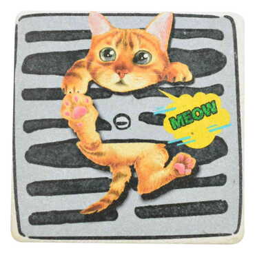 Cat Themed Bathroom Stone Drain Cover 100x100 mm - 3