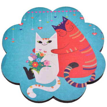 Cat Themed Wooden Customised Souvenir Coaster Set of 2 pcs 90 mm - 4