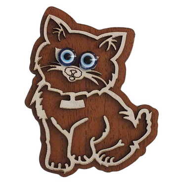 Cat Themed Wooden Engraved Souvenir Fridge Magnet - 3