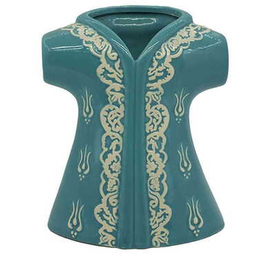 Ceramic Green Tulip Patterned Kaftan Figurines 16 Cm - 2