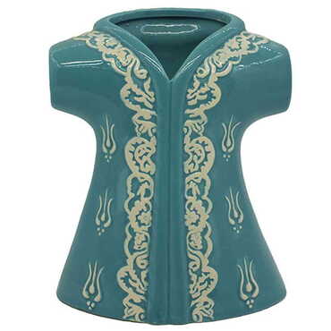 Ceramic Green Tulip Patterned Kaftan Figurines 20 Cm - Myros