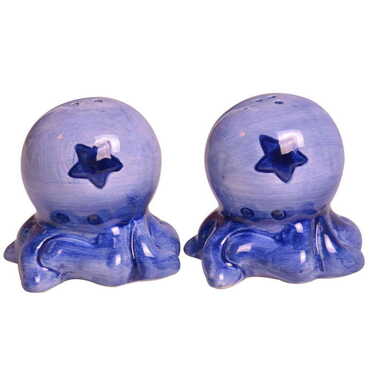 Ceramic Octopus Shaped Blue Salt And Pepper Shaker - Myros