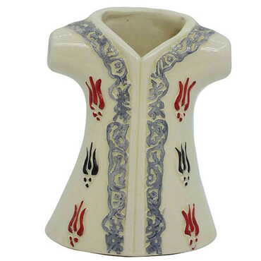 Ceramic White Tulip Patterned Kaftan Figurines 10 Cm - Myros