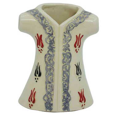 Ceramic White Tulip Patterned Kaftan Figurines 16 Cm - Myros