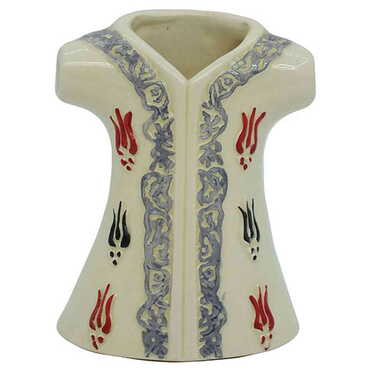 Ceramic White Tulip Patterned Kaftan Figurines 20 Cm - Myros