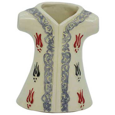 Ceramic White Tulip Patterned Kaftan Figurines 8 Cm - Myros