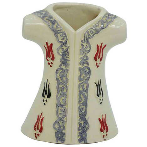 Ceramic White Tulip Patterned Kaftan Figurines 8 Cm - 1