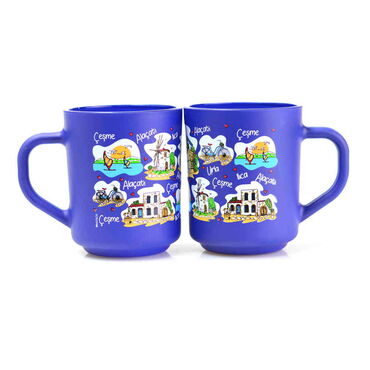 Cesme Region Themed Colored Glass Mug - 6