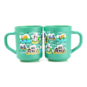 Cesme Region Themed Colored Glass Mug - 7