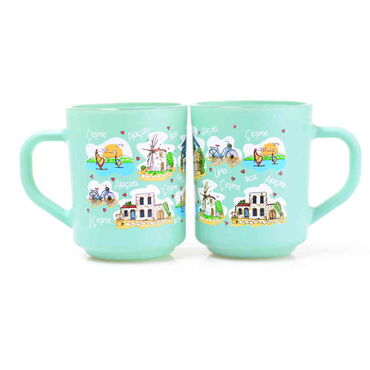 Cesme Region Themed Colored Glass Mug - 8