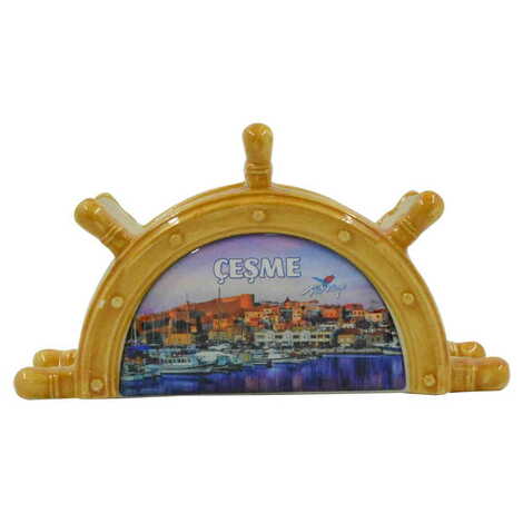 Cesme Themed Anchor Shaped Ceramic Napkin Holder - 6