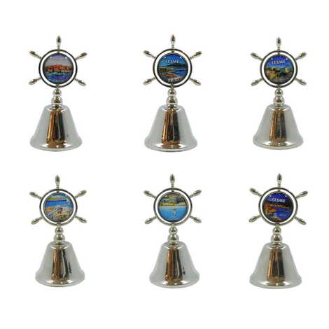 Cesme Themed Collectible Souvenir Double Face Metal Spinner Rudder Bell 44x92 mm - 3