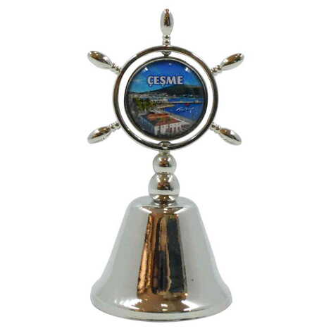 Cesme Themed Collectible Souvenir Double Face Metal Spinner Rudder Bell 44x92 mm - 4